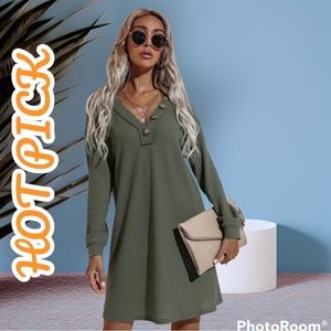 Waffle Knit V-Neck Dress NWT